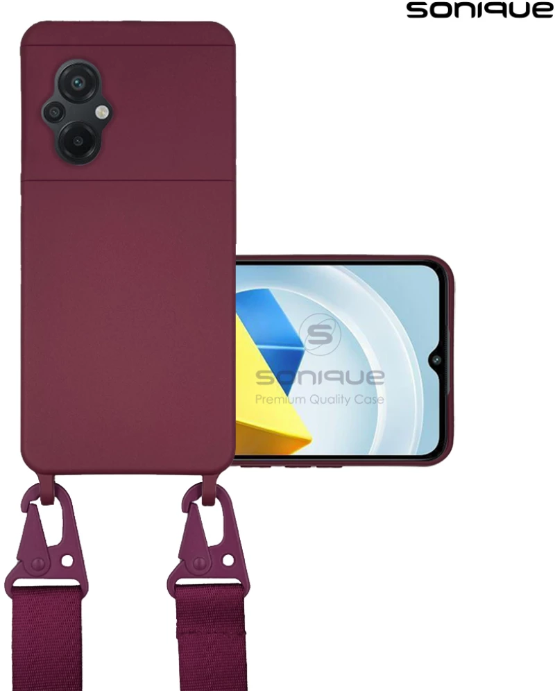 Θήκη Σιλικόνης με Strap CarryHang Sonique Xiaomi Poco M5 Μπορντώ 5201101989019