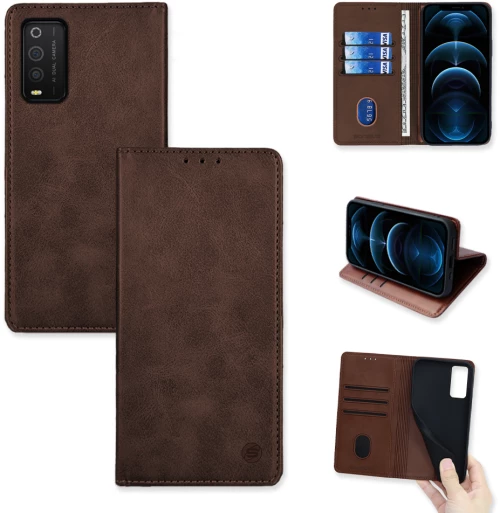 Θήκη Πορτοφόλι Vintage Magnet Wallet Sonique TCL 205 Καφέ 5201101795634