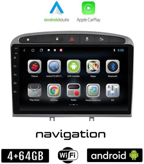 PEUGEOT RCZ (2009 - 2015) Android οθόνη αυτοκίνητου 4GB + 64GB με GPS WI-FI (ηχοσύστημα αφής 9" ιντσών OEM Android Auto Apple Carplay Youtube Playstore MP3 USB Radio Bluetooth Mirrorlink εργοστασιακή, 4x60W)