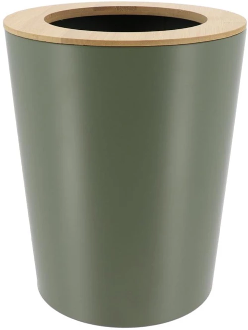 Κάδος αποριμμάτων μεταλλικό /καπάκι bamboo 5lt χακί