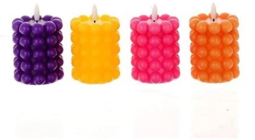 Κερί κύλινδρικό LED 4χρωμ Φ8Η9,5cm