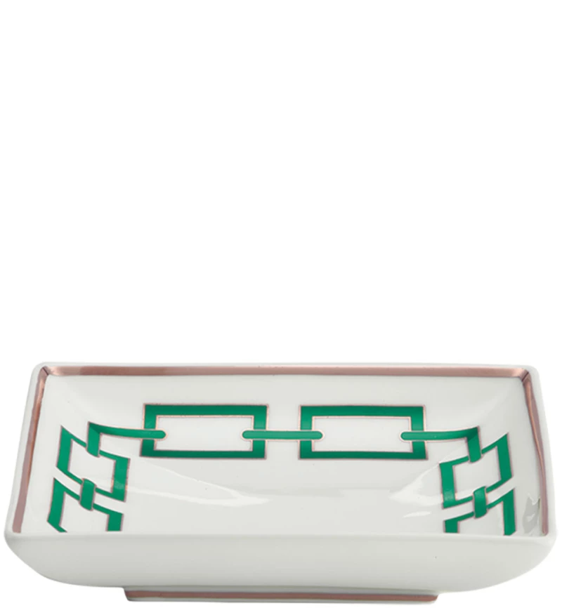 Ginori 1735 Porcelain Change Tray Catene Smeraldo 13.5cm x 4.4cm
