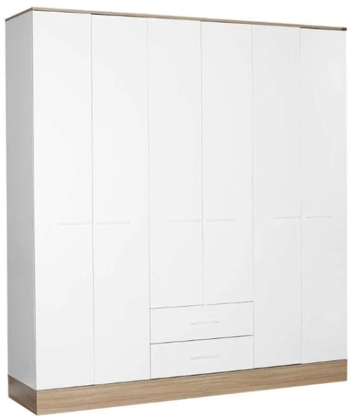 Εξάφυλλη Ντουλάπα Base λευκό  206x224x52cm