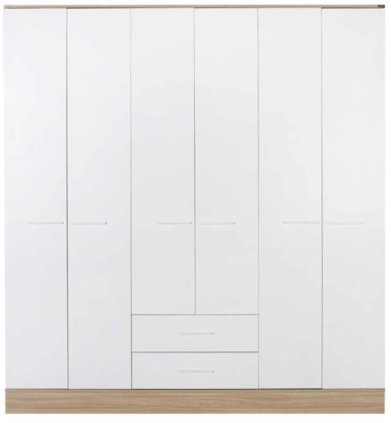 Εξάφυλλη Ντουλάπα Base λευκό  206x224x52cm