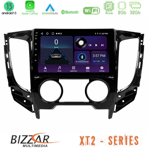 Bizzar XT2 Series 4Core Android13 2+32GB Mitsubishi L200 2016-+gt; & Fiat Fullback (Manual A/C) Navigation Multimedia Tablet 9"