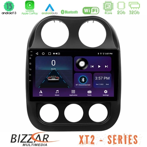 Bizzar XT2 Series 4Core Android13 2+32GB Jeep Compass 2012-2016 Navigation Multimedia Tablet 9"