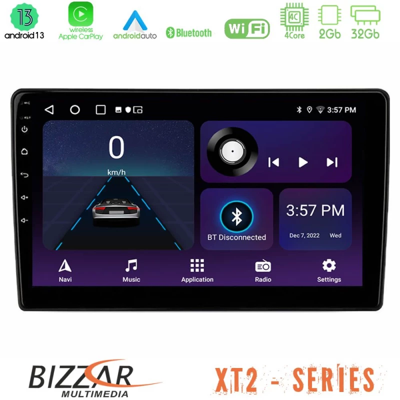 Bizzar XT2 Series 4Core Android13 2+32GB Fiat Tipo 2015-2022 (Hatchback) Navigation Multimedia Tablet 9"