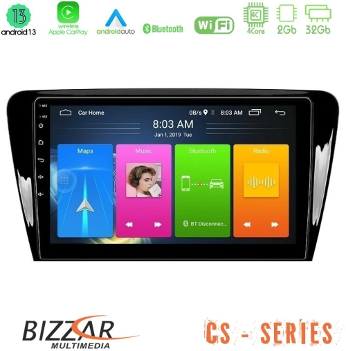 Bizzar CS Series 4Core Android13 2+32GB Skoda Octavia 7 Navigation Multimedia Tablet 10"