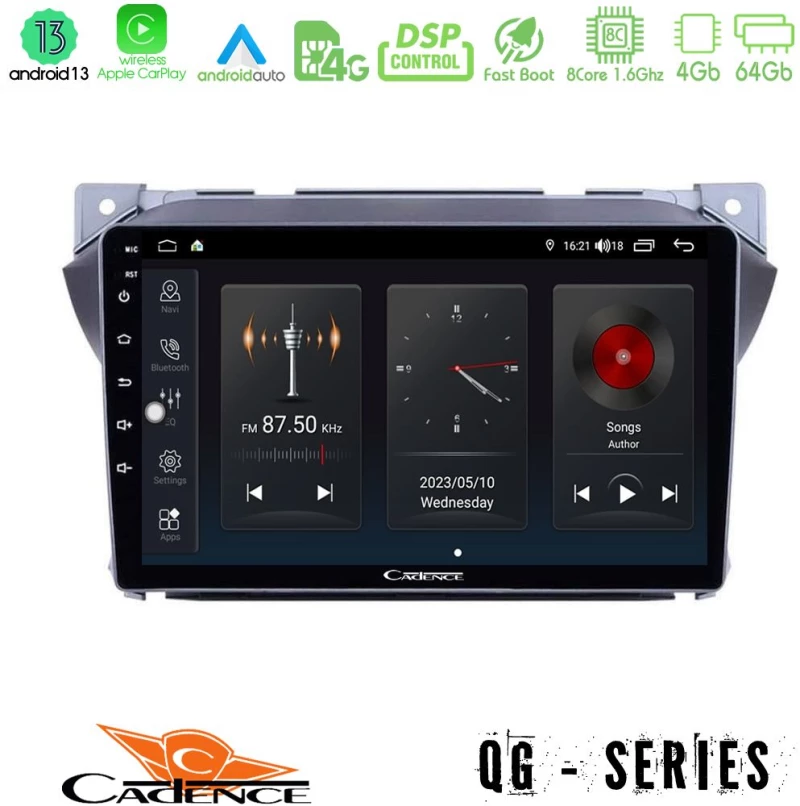 Cadence QG Series Suzuki Alto + Nissan Pixo 8Core Android13 4+64GB Navigation Multimedia Tablet 9″