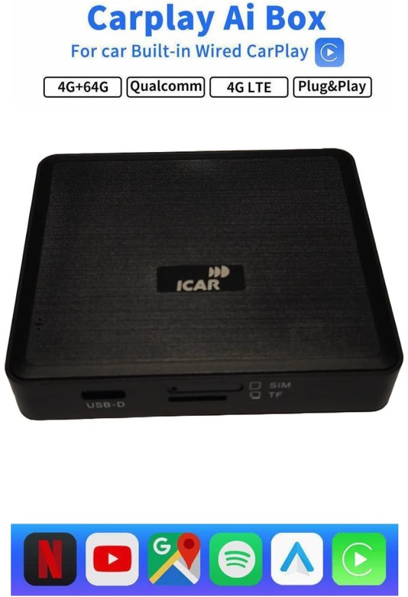 CarPlay AI Box 8Core 4+64GB - Μετατροπέας ενσύρματου CarPlay σε Ασύρματο CarPlay/Android Auto & Android Box