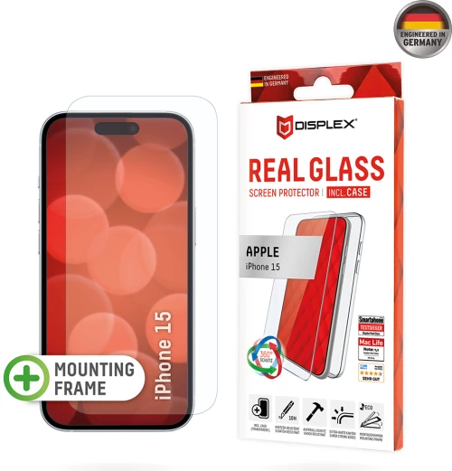 Displex - Premium [Pack] Real Glass + Case - iPhone 15 - Clear