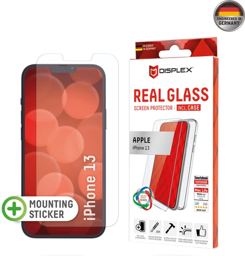 Displex - Premium [Pack] Real Glass + Case - iPhone 13 - Clear