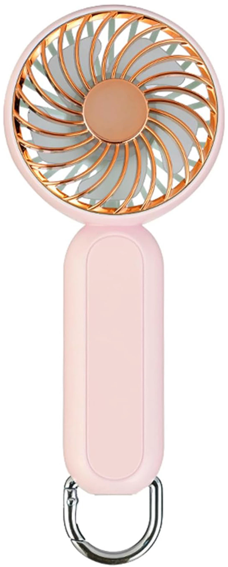 Techsuit - Handheld Fan (A217) - USB Rechargeable, Three Speeds, 1200mAh - Gold Pink