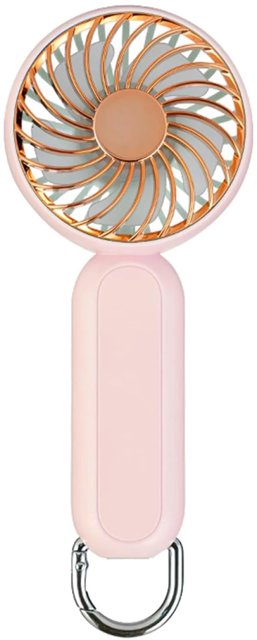 Techsuit - Handheld Fan (A217) - USB Rechargeable, Three Speeds, 1200mAh - Gold Pink
