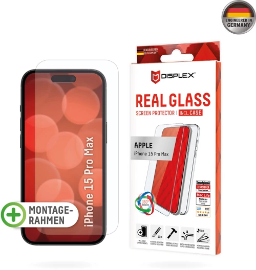 Displex - Premium [Pack] Real Glass + Case - iPhone 15 Pro Max - Clear