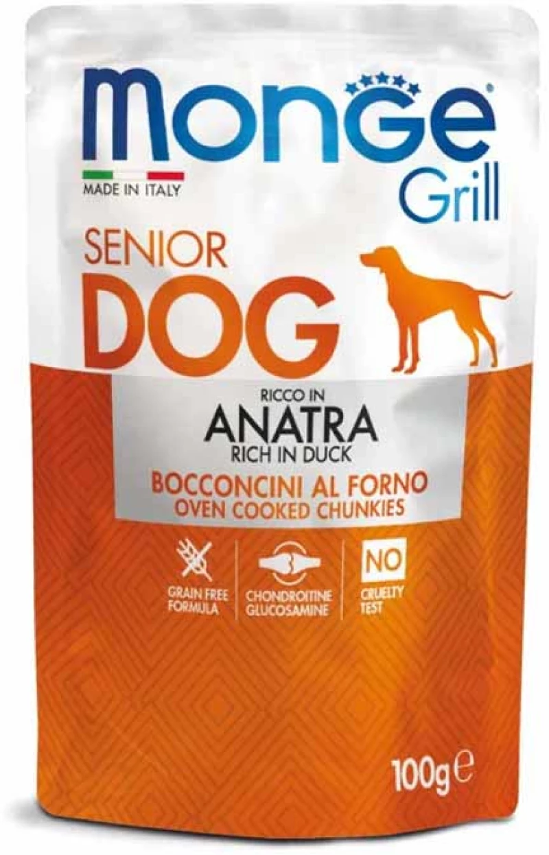 Monge Dog Grill Rich in Senior με Πάπια 100gr