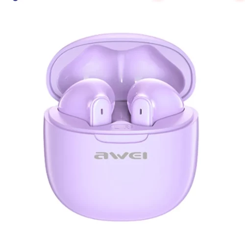 Awei T68 ENC Bluetooth Handsfree με Θήκη Φόρτισης Μωβ