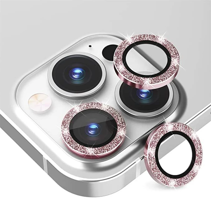 Glitter Crystal Ring Style Camera Lens Protector iPhone 11/11 Pro/11 Pro Max/12 Mini/12/12 Pro Ροζ