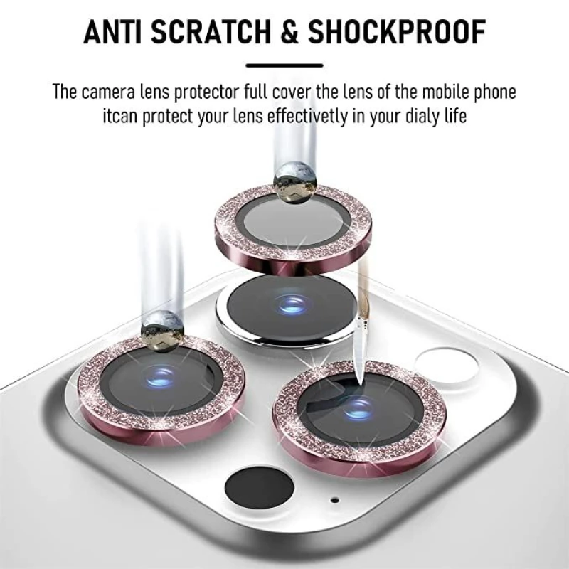 Glitter Crystal Ring Style Camera Lens Protector iPhone 11/11 Pro/11 Pro Max/12 Mini/12/12 Pro Ροζ