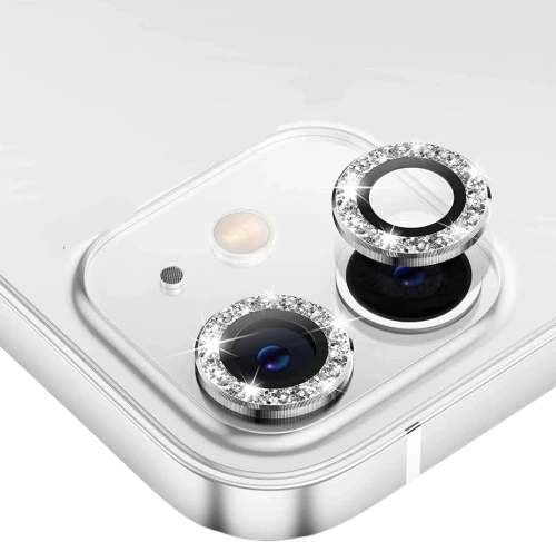 Glitter Crystal Ring Style Camera Lens Protector iPhone 14 Pro/14 Pro Max Ασημί