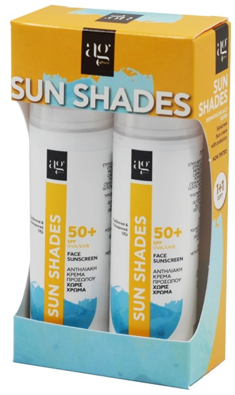 AG Pharm Sun Shades Sunscreen Αντηλιακή Κρέμα Προσώπου SPF50 2x50ml