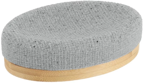 Σαπουνοθήκη polyresin γκρι με bamboo