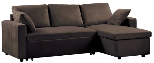 WOODWELL MONTREAL Καναπές Κρεβάτι Γωνία Αναστρέψιμη με Αποθηκευτικό Χώρο, Microfiber Σκούρο Καφέ 223x146x80x83cm Bed:118x194x46 Ε9586,1