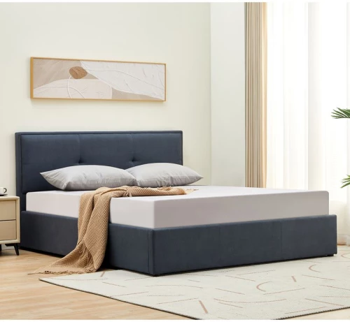 WOODWELL WALTER Κρεβάτι Διπλό με Χώρο Αποθήκευσης, για Στρώμα 150x200cm, Ύφασμα Γκρι 160x221x100cm Ε8113,1