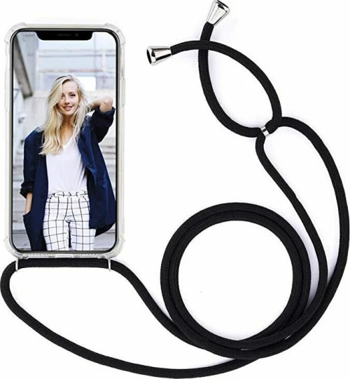 Technovo Silicone Case Lace Apple iPhone 11 Pro Max Διάφανη Με Μαύρο Λουράκι