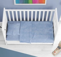Σεντόνι Κούνιας (70x140+15) Με Λάστιχο Premium Shadow 614 Sky Blue βαμβακερό DimCol