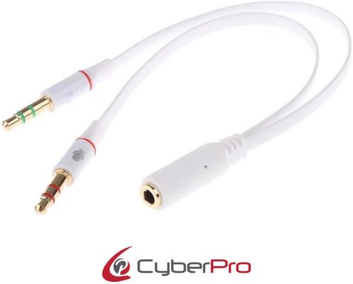 CYBERPRO CP-M.AUD.COMB, Μετατροπέας από 2 Jack Male (audio, mic) σε 1 Jack Female