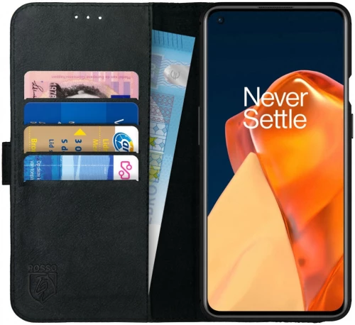 Rosso Deluxe Δερμάτινη Θήκη Πορτοφόλι OnePlus 9 Pro - Black (8719246296369)