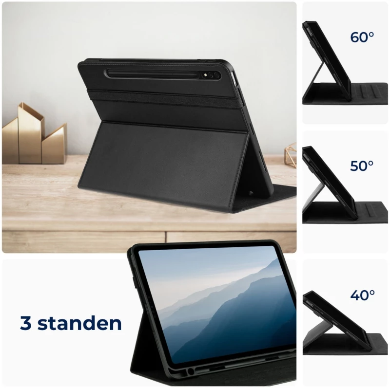 Rosso Element PU Θήκη Samsung Galaxy Tab S8 Plus / S7 Plus 12.4" με Υποδοχή για Γραφίδα - Black (8719246366437)