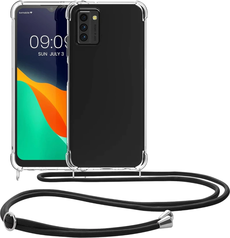 KWmobile Διάφανη Θήκη Σιλικόνης με Λουράκι Λαιμού - Nokia G22 - Black / Transparent (61196.03)