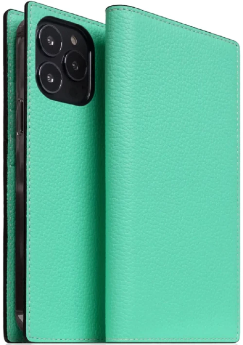 SLG Design D8 Neon Full Grain Leather - Δερμάτινη Θήκη - Πορτοφόλι Flip Apple iPhone 14 Pro Max - Teal (SD-D8N-DC-IP14PM-TL)