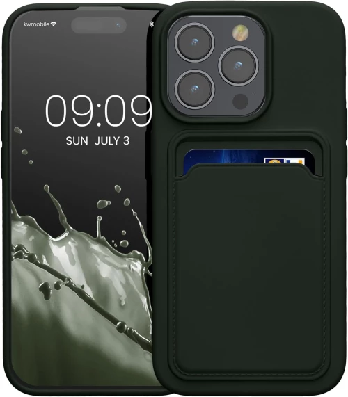 KWmobile Θήκη Σιλικόνης με Υποδοχή για Κάρτα - Apple iPhone 15 Pro - Dark Green (62019.80)
