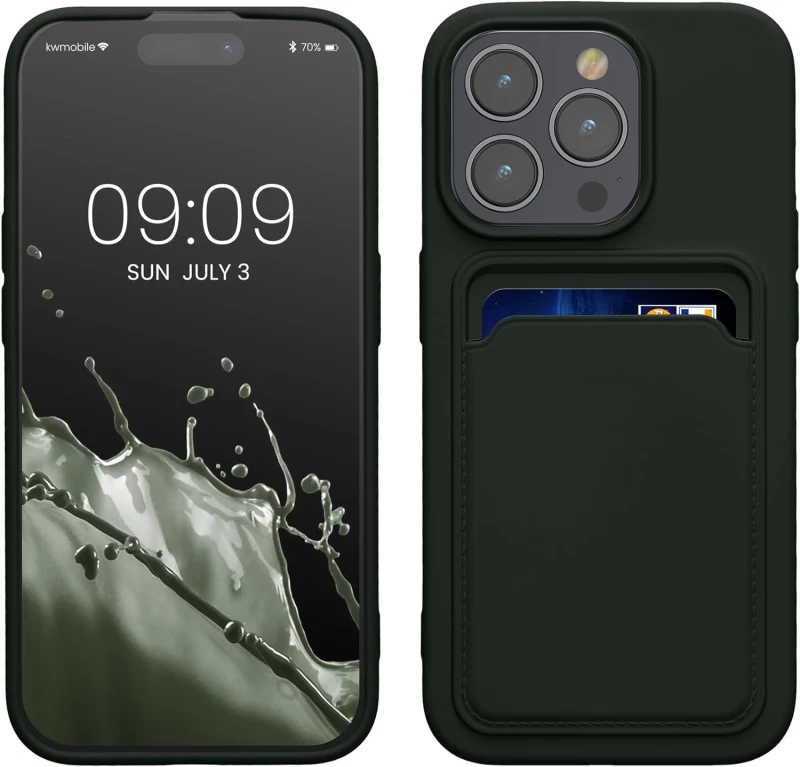 KWmobile Θήκη Σιλικόνης με Υποδοχή για Κάρτα - Apple iPhone 15 Pro - Dark Green (62019.80)