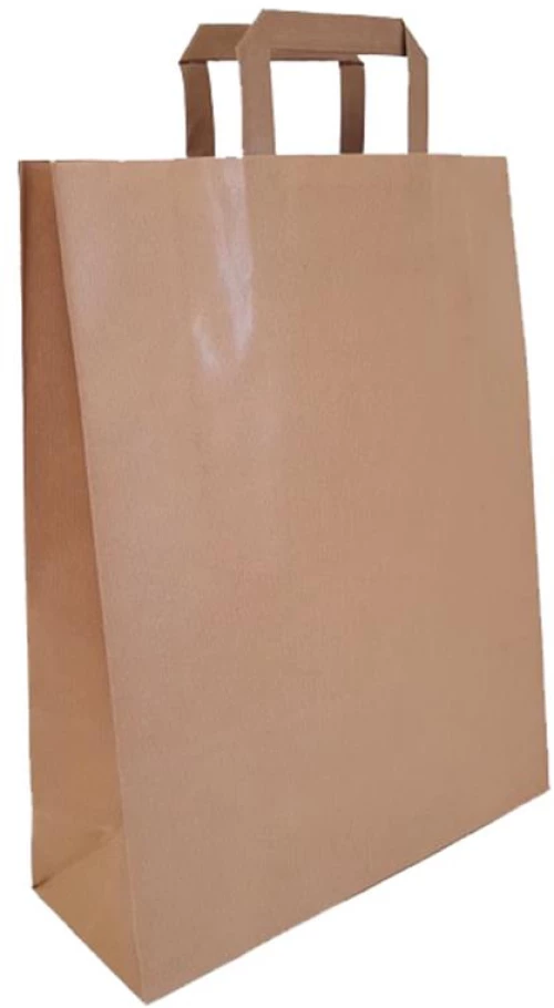 Τσάντα καφέ 32x39εκ.  πλακέ χέρι