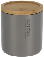 Δοχείο polyresin γκρι με καπάκι bamboo