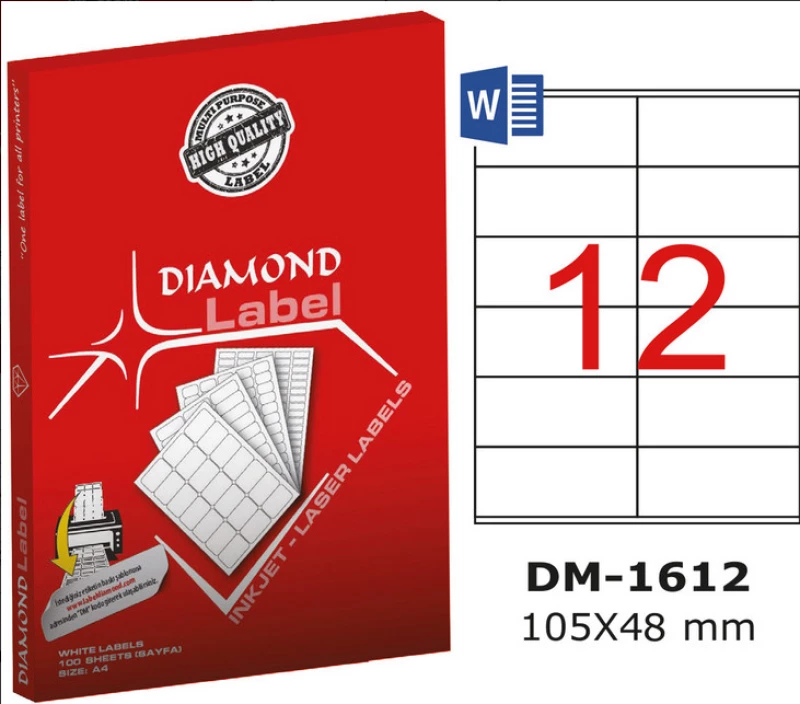 Ετικέτες DIAMOND LABEL 100 ΦΥΛΛΑ 105 X 48mm (1200 ετικ) DM-1612
