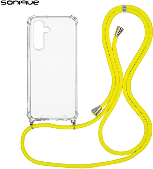 Θήκη Σιλικόνης με Κορδόνι Sonique Armor Clear Samsung Galaxy S24 Κίτρινο