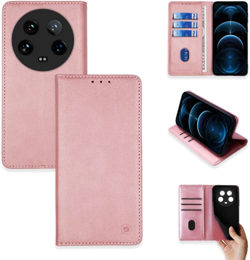 Θήκη Πορτοφόλι Vintage Magnet Wallet Sonique Xiaomi Xiaomi 14 Ultra Ροζ Χρυσό