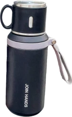Φορητό παγούρι-θερμός με κούπα - 650ml - 954149 - Black