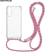 Θήκη Σιλικόνης με Κορδόνι Sonique Armor Clear Samsung Galaxy A35 5G Rainbow Κοραλλί