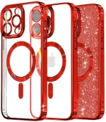 Techsuit - Luxury Glitter MagSafe - iPhone 13 Pro - Red