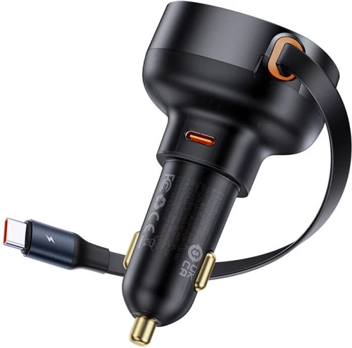Car socket charger Baseus Enjoyment Pro, 60W, With Type-C cable, Black - 40496