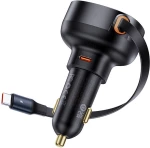 Car socket charger Baseus Enjoyment Pro, 60W, With Type-C cable, Black - 40496