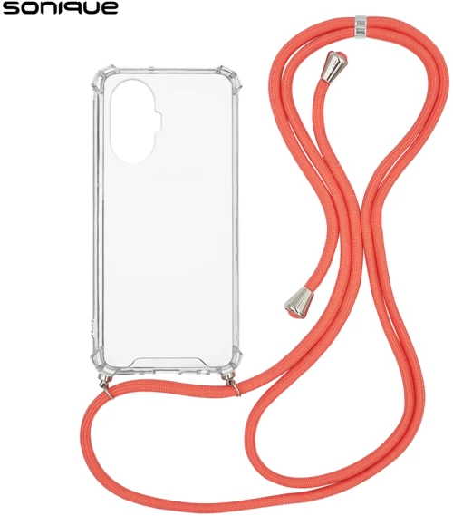 Θήκη Σιλικόνης με Κορδόνι Sonique Armor Clear Realme C55 Κοραλλί