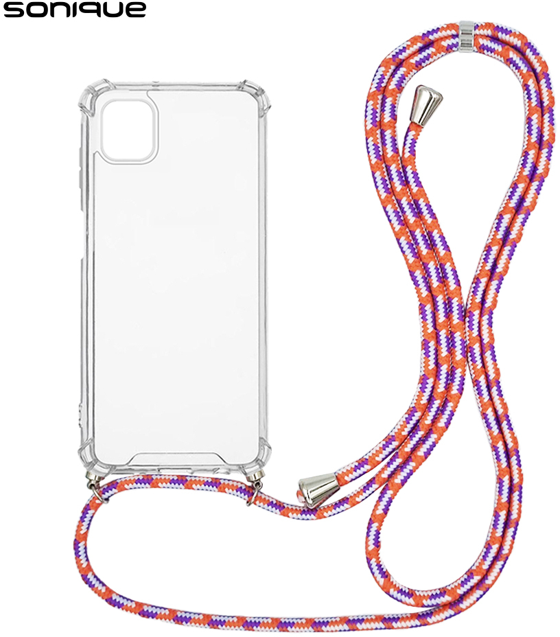 Θήκη Σιλικόνης με Κορδόνι Sonique Armor Clear Samsung Galaxy M13 4G Rainbow Κοραλλί