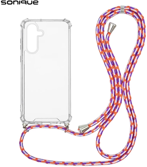 Θήκη Σιλικόνης με Κορδόνι Sonique Armor Clear Samsung Galaxy S24 Plus Rainbow Κοραλλί